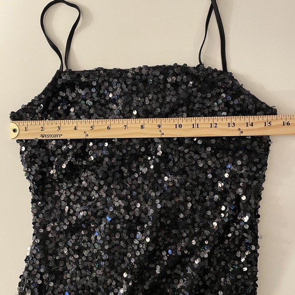 NEW Wild Fable Sequin Lace Up Back Bodycon Mini Dress Black Size M Club Cocktail - Picture 9 of 10